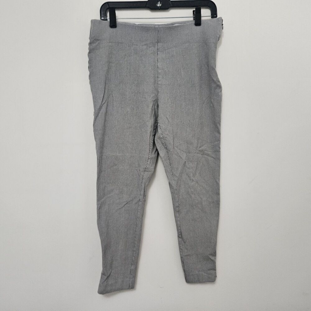 LOFT Women's Gray Elastic Waist Stretch Checkered Ankle Pants Size 12